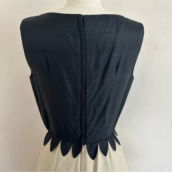 Vintage 60s Jay Herbert Silk Dress Sz XS/S Black Cream Gold Cocktail Knee Length - Picture 5 of 12